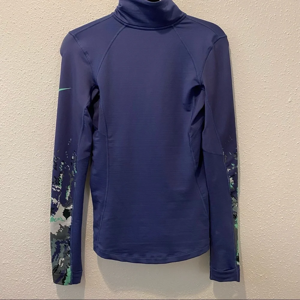 NIKE Women's Purple Pro Hyperwarm Half Zip Long Sleeve Shirt Sz. SMALL - Picture 2 of 5